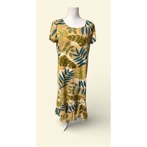 Vtg Reyn Spooner Dress Small Hawaiian‎ Traditionals Midi Muumuu Tropical Leaves